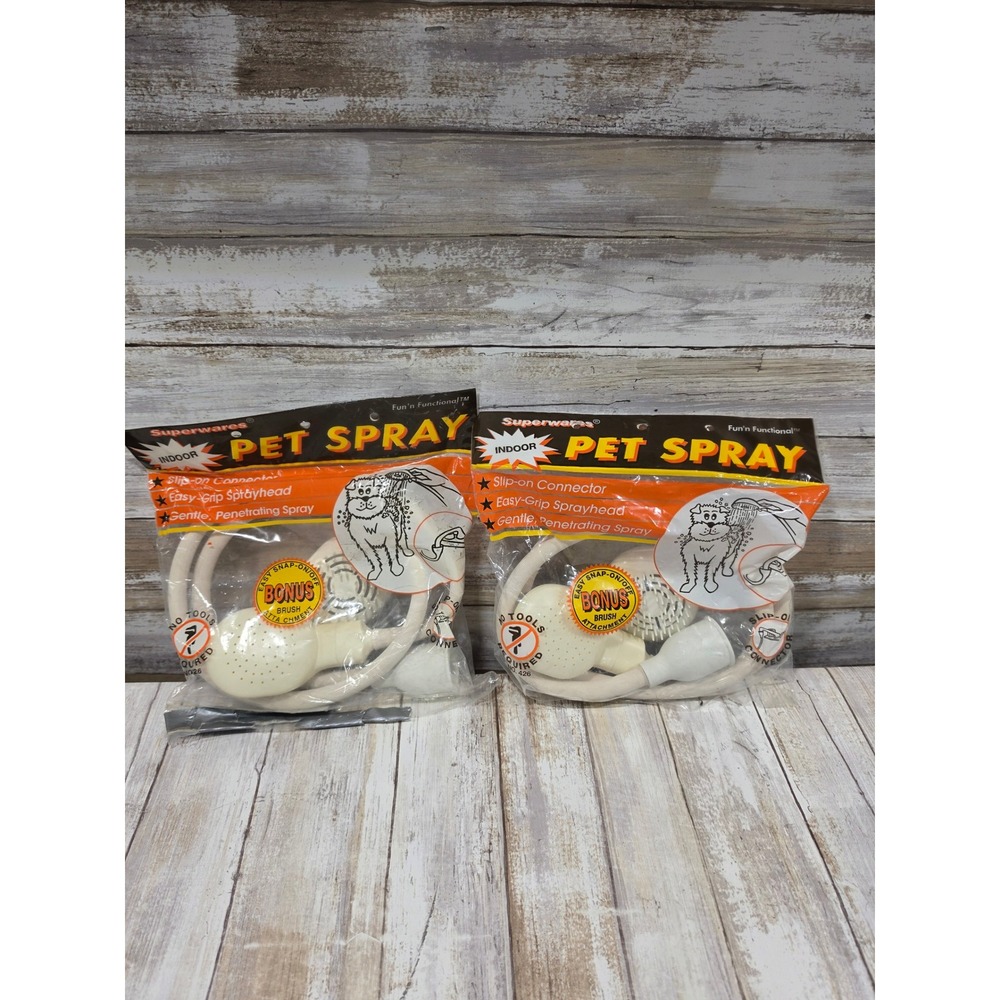 Lot 2 Superwares Indoor Pet Spray Slip-On Faucet Attachment with Bonus Brush NEW